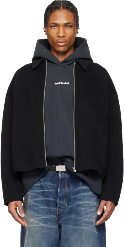 Acne Studios Black Wool Zipper Jacket In 900 Black