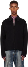 Acne Studios Black Wool Zipper Jacket In 900 Black