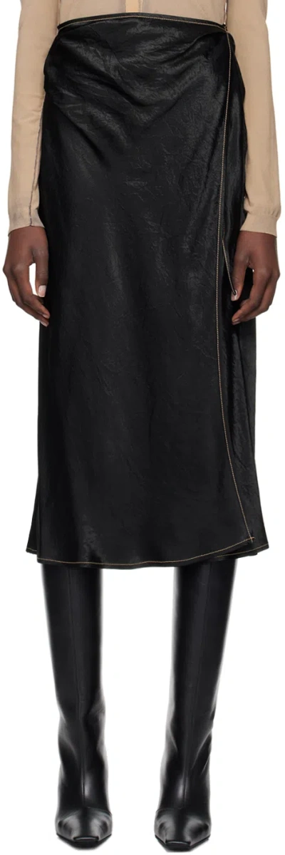 Acne Studios Black Wrap Midi Skirt In 900 Black