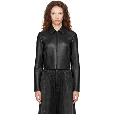 Acne Studios Black Zip Leather Jacket