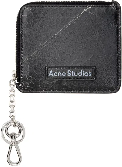 Acne Studios Black Zip Leather Wallet In 900 Black