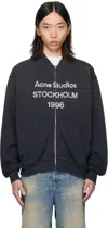 Acne Studios Logo Zip Front Cotton Blend Sweatshirt In Blue