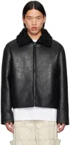 ACNE STUDIOS BLACK ZIP SHEARLING JACKET