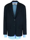 Acne Studios Navy Blue Single-breasted Jacket With Shirt Detail In Blue