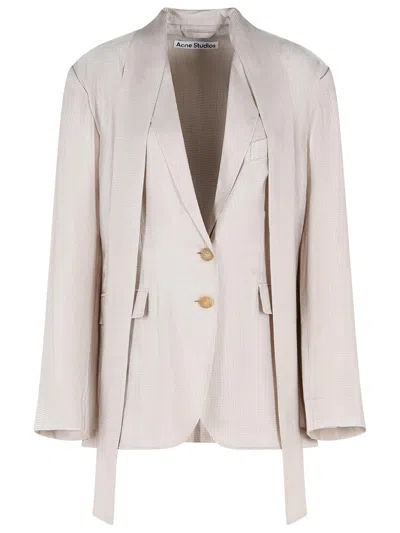 Acne Studios Blazer In Cupro Beige In Gray