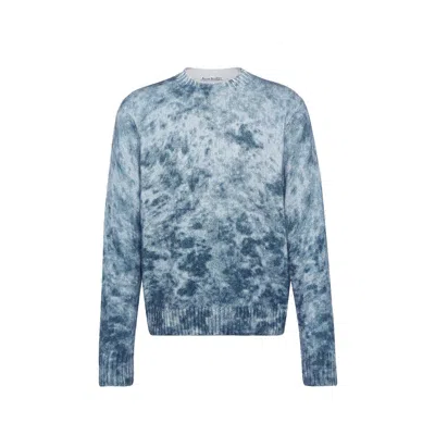 Acne Studios Bleached Cotton Jumper Men In Blue