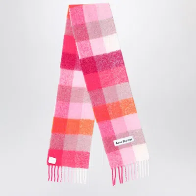 Acne Studios Blend Checked Scarf In Brown