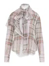 Acne Studios Checked Silk Blouse In Gray