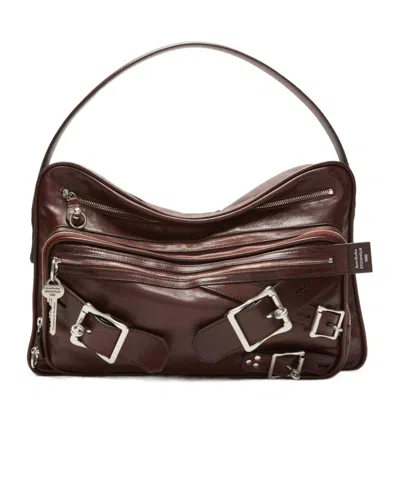 Acne Studios Blucke-detail Leather Shoulder Bag In Brown