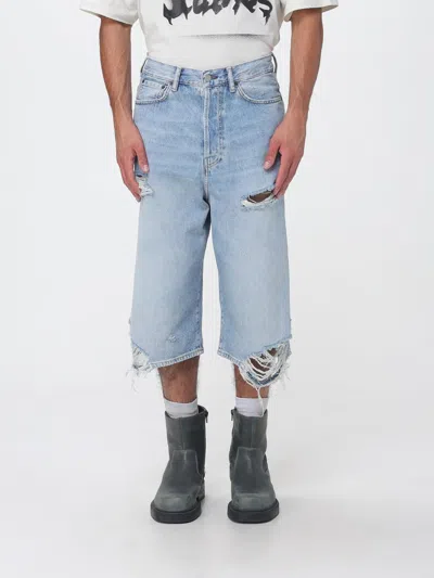 Acne Studios Wide-leg Distressed Denim Shorts In Blue
