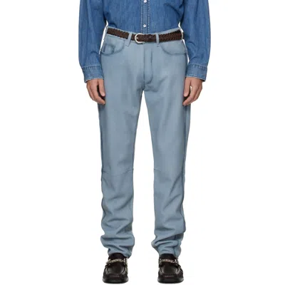 Acne Studios Blue 1979 Suede Trousers In 228 Light Blue