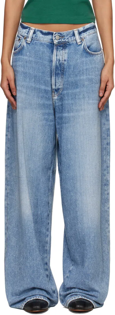 Acne Studios Blue 2023 Loose Rhinestone Jeans