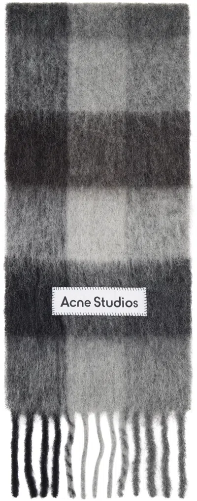 Acne Studios Blue & Gray Mohair Check Scarf