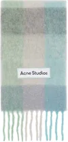 Acne Studios Blue & Green Check Fringe Scarf