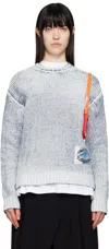 Acne Studios Blue & White Relaxed Fit Sweater In Dn2 Denim Blue/white