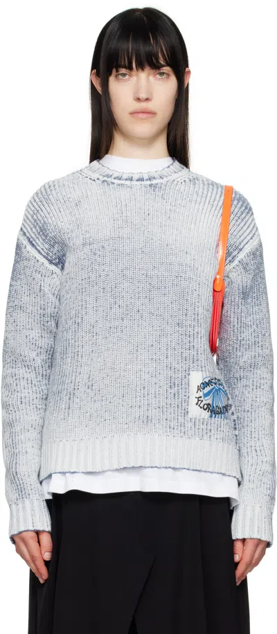 Acne Studios Blue & White Relaxed Fit Sweater In Dn2 Denim Blue/white