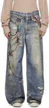 Acne Studios Keychain-print Wide-leg Jeans In 863 Mid Blue