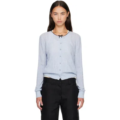 Acne Studios Blue Bow Silk Cardigan In 228 Light Blue