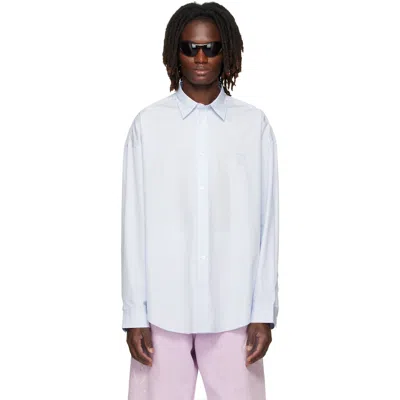 Acne Studios Blue Button-up Logo Shirt In Aqh Ice Blue