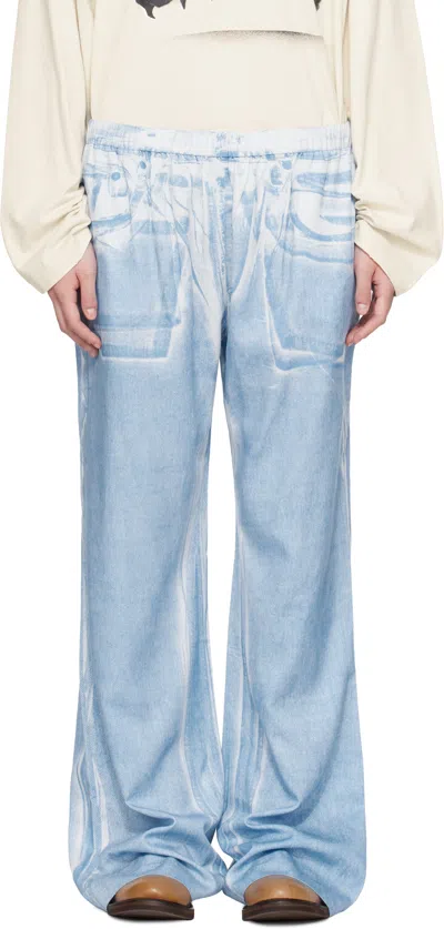 Acne Studios Blue Casual Printed Trousers