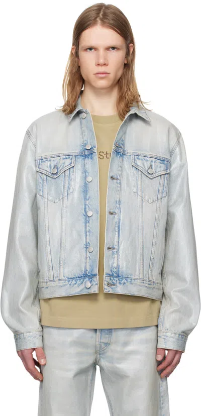 Acne Studios Rye Holo Mermaid Coated Denim Jacket In Blue
