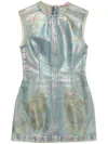 Acne Studios Distressed Foiled Denim Mini Dress