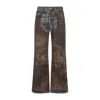 Acne Studios Wide Leg Patchwork Jeans With Button And Loops In Animal Print