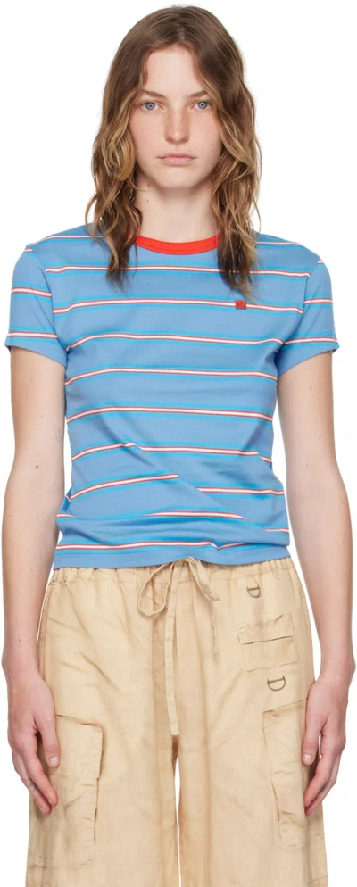 Acne Studios Blue Crewneck T-shirt In Bce Sea Blue