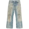 Acne Studios Denim Cotton Trousers Belt Loops Five Pockets In Blue