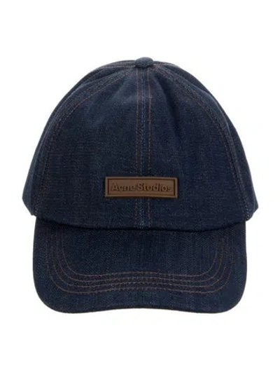 Pre-owned Acne Studios Blue Denim Adjustable Baseball Cap In Blue/brown