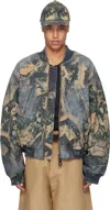 Acne Studios Graphic Print Denim Bomber Jacket In 700 Brown
