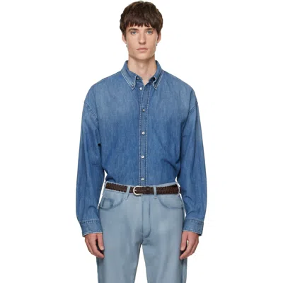 Acne Studios Blue Denim Button-up Shirt In 863 Mid Blue
