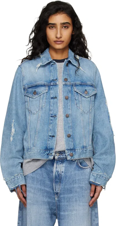 Acne Studios Blue Distressed Denim Jacket