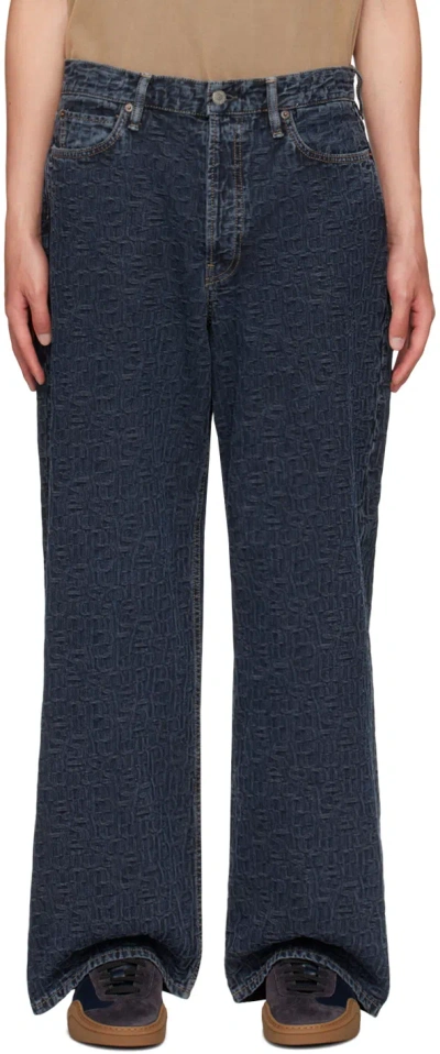 Acne Studios Blue Embossed Jeans In Ail Blue/black