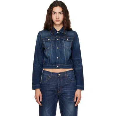Acne Studios Blue Fitted Denim Jacket In 838 Dark Blue