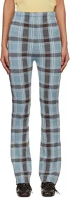 Acne Studios Checked Wool-blend Slim Pants In Blue