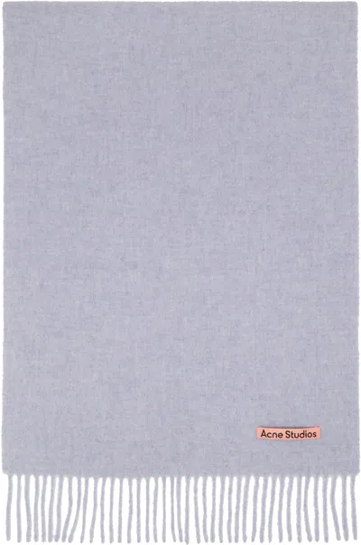 Acne Studios Blue Fringe Wool Narrow Scarf
