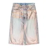 Acne Studios Blue Glitter Denim Shorts In Multi