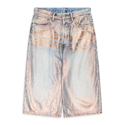 Acne Studios Blue Glitter Denim Shorts In Multi