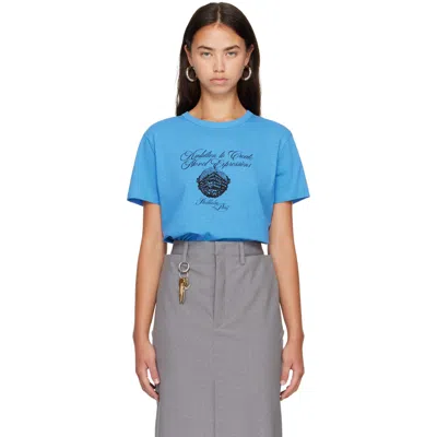 Acne Studios Eram Nobel Printed Cotton And Hemp-blend T-shirt In Blue