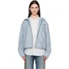 Acne Studios Blue Hooded Check Jacket In Blue