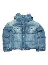 Acne Studios Blue Hooded Puffer Jacket In Blue