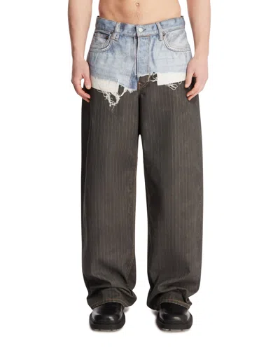 Acne Studios Blue Hybrid Trousers In Brown