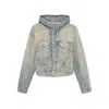 Acne Studios Light Blue Hooded Jacket In Blue