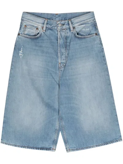 Acne Studios Blue Knee-length Denim Shorts In Blau