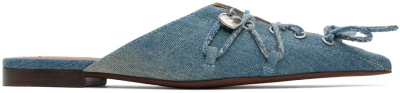 Acne Studios Blue Lace-up Mules In Dusty Blue