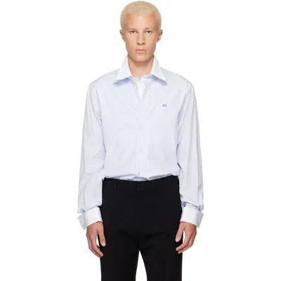 Acne Studios Blue Layered Poplin Button-up Shirt In Af2 Blue/white