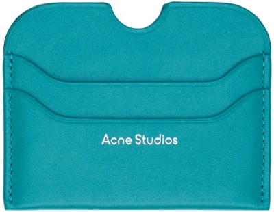 Acne Studios Blue Leather Card Holder In Aaj Teal Blue