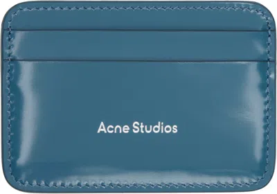 Acne Studios Blue Leather Card Holder In Aal Denim Blue