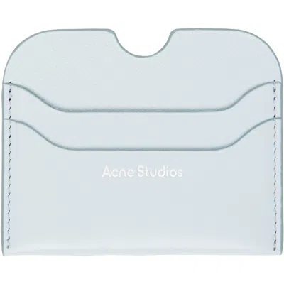 Acne Studios Blue Leather Card Holder In Aat Dusty Blue